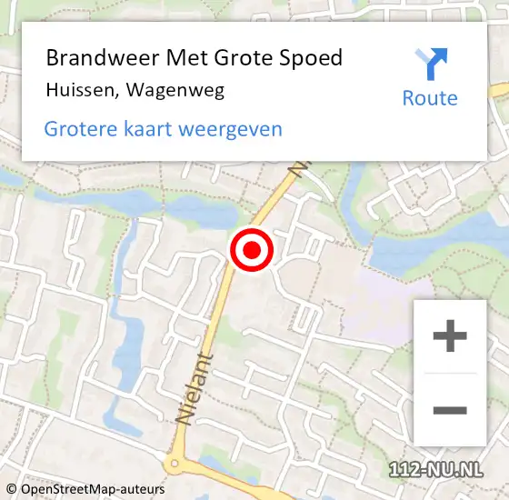 Locatie op kaart van de 112 melding: Brandweer Met Grote Spoed Naar Huissen, Wagenweg op 20 oktober 2022 18:42