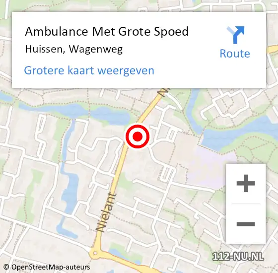 Locatie op kaart van de 112 melding: Ambulance Met Grote Spoed Naar Huissen, Wagenweg op 20 oktober 2022 18:43