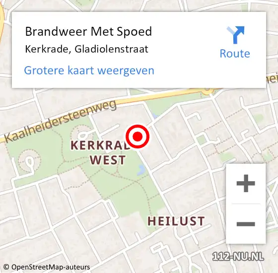 Locatie op kaart van de 112 melding: Brandweer Met Spoed Naar Kerkrade, Gladiolenstraat op 20 oktober 2022 18:56