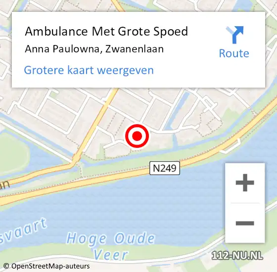 Locatie op kaart van de 112 melding: Ambulance Met Grote Spoed Naar Anna Paulowna, Zwanenlaan op 20 oktober 2022 18:59