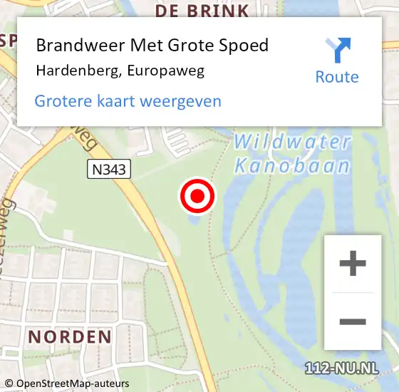 Locatie op kaart van de 112 melding: Brandweer Met Grote Spoed Naar Hardenberg, Europaweg op 20 oktober 2022 19:00