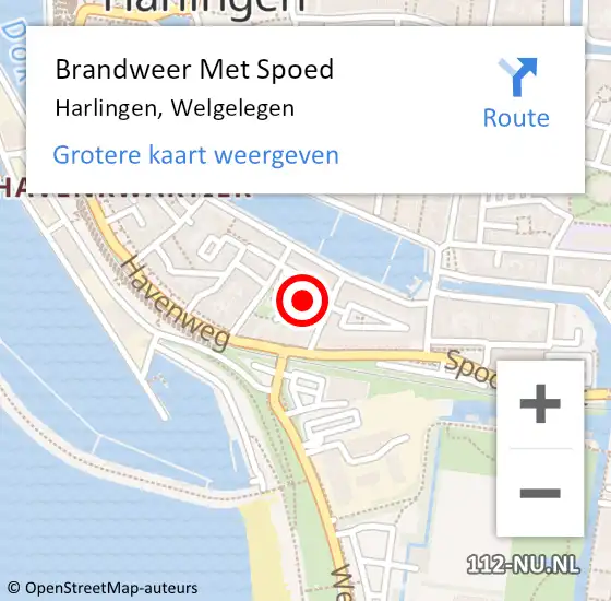 Locatie op kaart van de 112 melding: Brandweer Met Spoed Naar Harlingen, Welgelegen op 20 oktober 2022 19:20