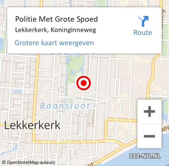 Locatie op kaart van de 112 melding: Politie Met Grote Spoed Naar Lekkerkerk, Koninginneweg op 20 oktober 2022 19:21