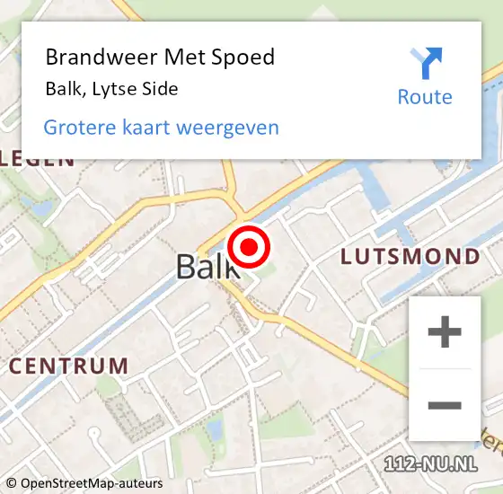 Locatie op kaart van de 112 melding: Brandweer Met Spoed Naar Balk, Lytse Side op 20 oktober 2022 19:26