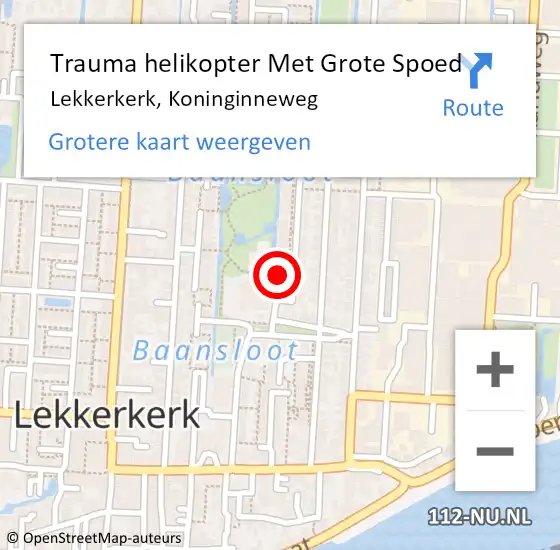 Locatie op kaart van de 112 melding: Trauma helikopter Met Grote Spoed Naar Lekkerkerk, Koninginneweg op 20 oktober 2022 19:26