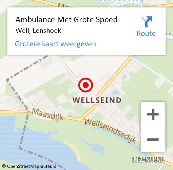 Locatie op kaart van de 112 melding: Ambulance Met Grote Spoed Naar Well, Lenshoek op 20 oktober 2022 19:49