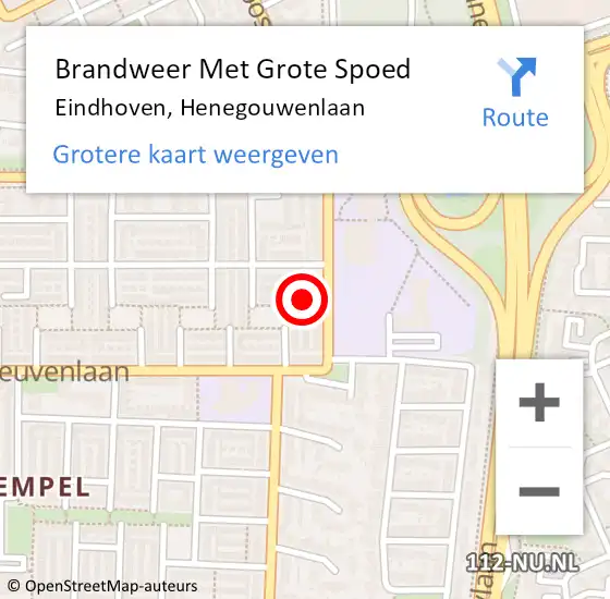 Locatie op kaart van de 112 melding: Brandweer Met Grote Spoed Naar Eindhoven, Henegouwenlaan op 20 oktober 2022 20:08