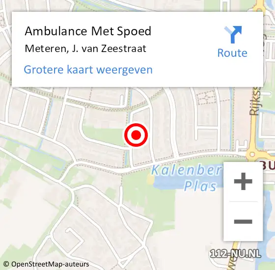 Locatie op kaart van de 112 melding: Ambulance Met Spoed Naar Meteren, J. van Zeestraat op 20 oktober 2022 20:11