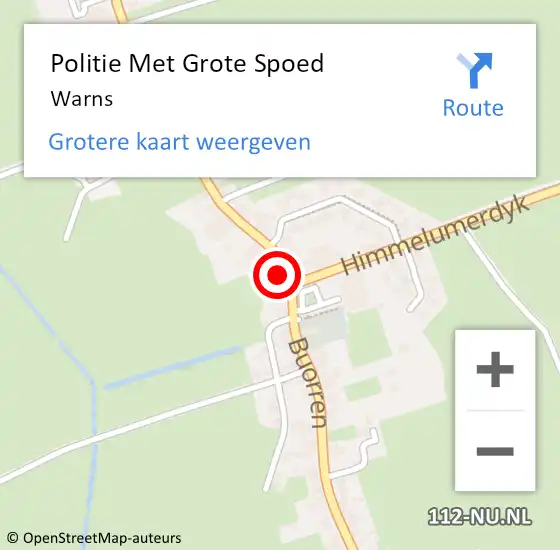 Locatie op kaart van de 112 melding: Politie Met Grote Spoed Naar Warns op 20 oktober 2022 20:22