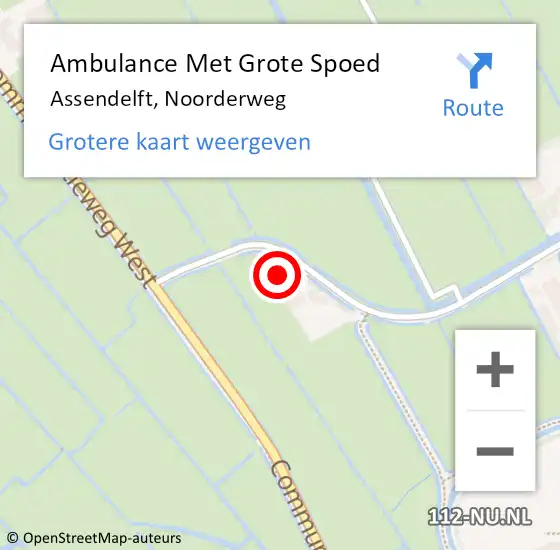 Locatie op kaart van de 112 melding: Ambulance Met Grote Spoed Naar Assendelft, Noorderweg op 20 oktober 2022 20:43