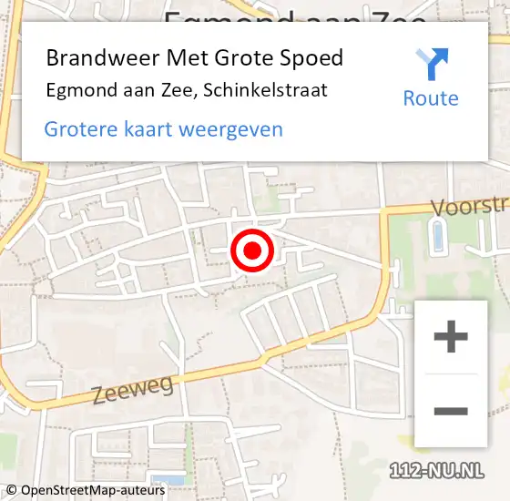 Locatie op kaart van de 112 melding: Brandweer Met Grote Spoed Naar Egmond aan Zee, Schinkelstraat op 20 oktober 2022 20:52