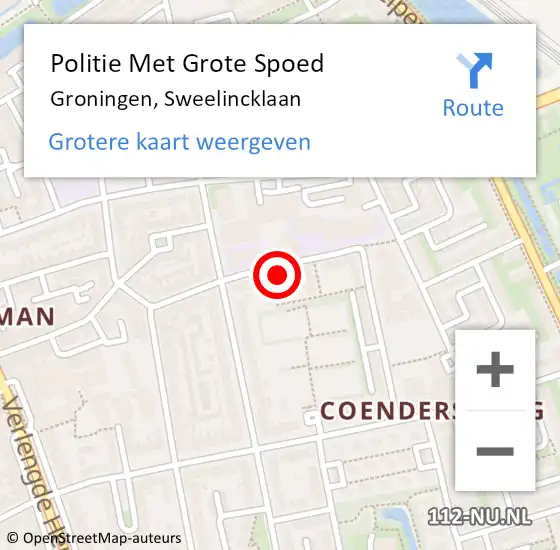 Locatie op kaart van de 112 melding: Politie Met Grote Spoed Naar Groningen, Sweelincklaan op 20 oktober 2022 20:52