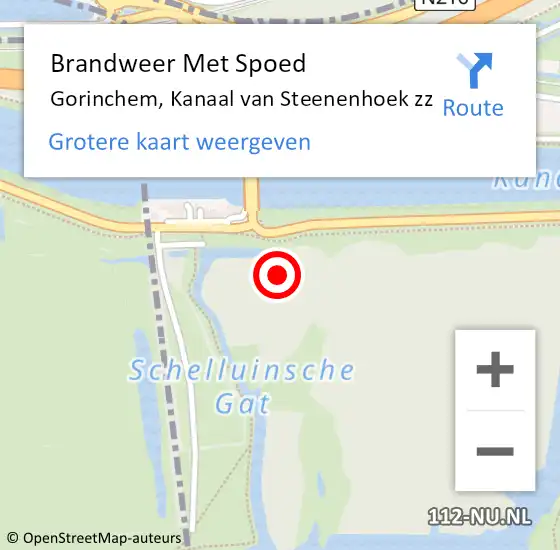 Locatie op kaart van de 112 melding: Brandweer Met Spoed Naar Gorinchem, Kanaal van Steenenhoek zz op 20 oktober 2022 21:22