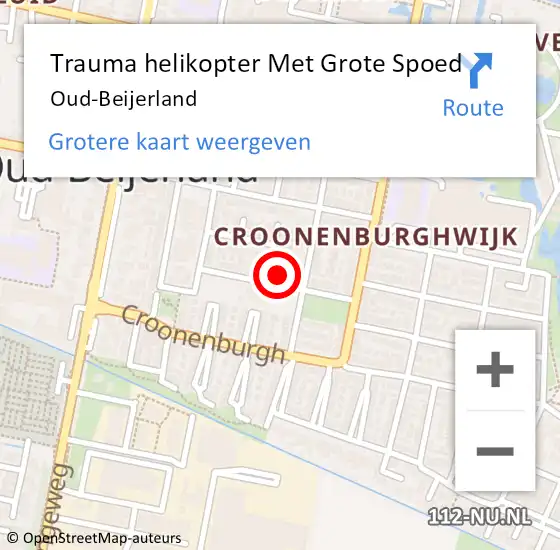 Locatie op kaart van de 112 melding: Trauma helikopter Met Grote Spoed Naar Oud-Beijerland op 20 oktober 2022 21:25