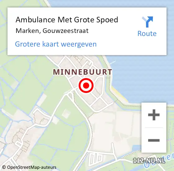 Locatie op kaart van de 112 melding: Ambulance Met Grote Spoed Naar Marken, Gouwzeestraat op 20 oktober 2022 21:27