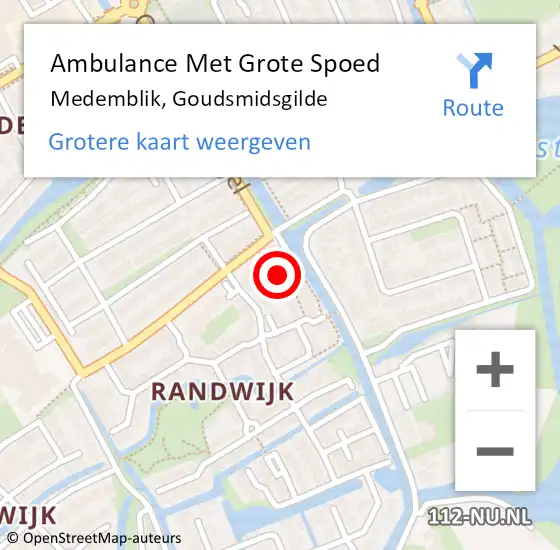 Locatie op kaart van de 112 melding: Ambulance Met Grote Spoed Naar Medemblik, Goudsmidsgilde op 20 oktober 2022 21:29