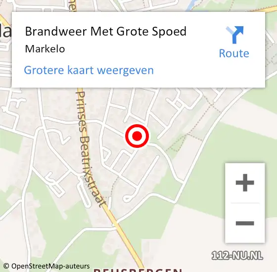 Locatie op kaart van de 112 melding: Brandweer Met Grote Spoed Naar Markelo op 20 oktober 2022 22:28