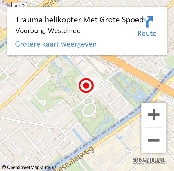 Locatie op kaart van de 112 melding: Trauma helikopter Met Grote Spoed Naar Voorburg, Westeinde op 20 oktober 2022 22:29