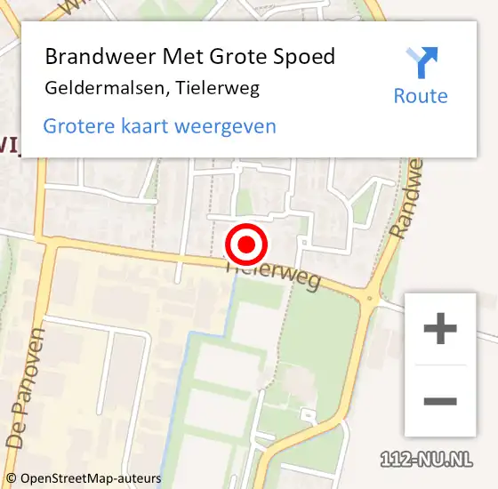 Locatie op kaart van de 112 melding: Brandweer Met Grote Spoed Naar Geldermalsen, Tielerweg op 20 oktober 2022 22:32