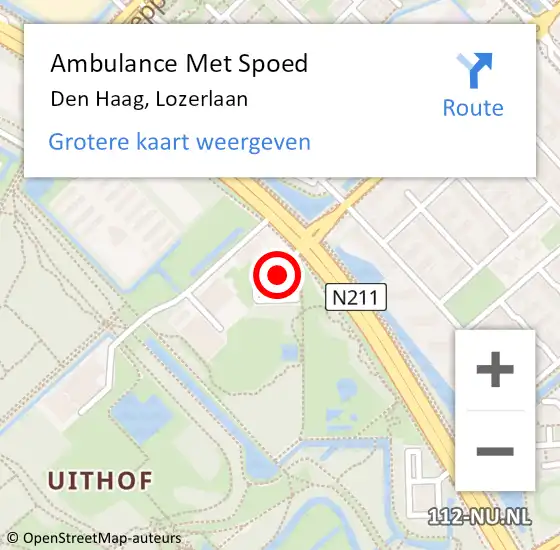 Locatie op kaart van de 112 melding: Ambulance Met Spoed Naar Den Haag, Lozerlaan op 20 oktober 2022 22:41