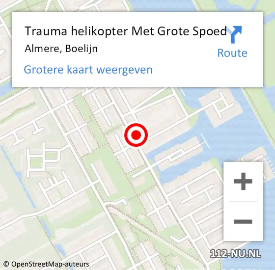 Locatie op kaart van de 112 melding: Trauma helikopter Met Grote Spoed Naar Almere, Boelijn op 20 oktober 2022 22:45