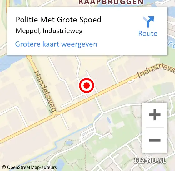 Locatie op kaart van de 112 melding: Politie Met Grote Spoed Naar Meppel, Industrieweg op 20 oktober 2022 22:46