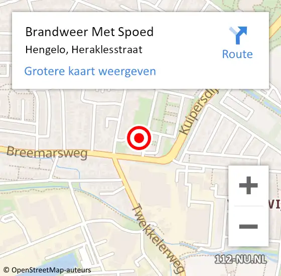 Locatie op kaart van de 112 melding: Brandweer Met Spoed Naar Hengelo, Heraklesstraat op 20 oktober 2022 22:50