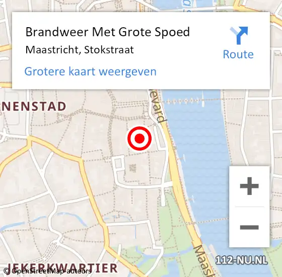 Locatie op kaart van de 112 melding: Brandweer Met Grote Spoed Naar Maastricht, Stokstraat op 20 oktober 2022 23:03