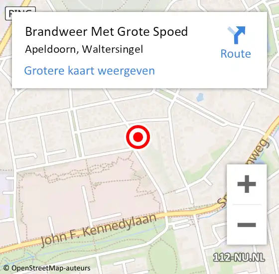 Locatie op kaart van de 112 melding: Brandweer Met Grote Spoed Naar Apeldoorn, Waltersingel op 20 oktober 2022 23:07