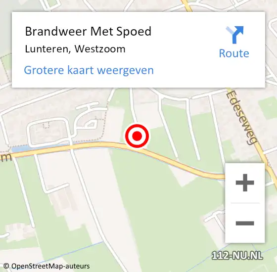 Locatie op kaart van de 112 melding: Brandweer Met Spoed Naar Lunteren, Westzoom op 20 oktober 2022 23:25