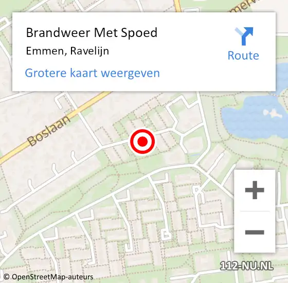 Locatie op kaart van de 112 melding: Brandweer Met Spoed Naar Emmen, Ravelijn op 20 oktober 2022 23:27