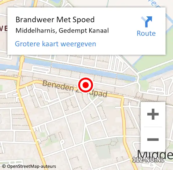 Locatie op kaart van de 112 melding: Brandweer Met Spoed Naar Middelharnis, Gedempt Kanaal op 20 oktober 2022 23:28