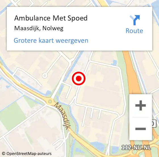 Locatie op kaart van de 112 melding: Ambulance Met Spoed Naar Maasdijk, Nolweg op 21 oktober 2022 00:37