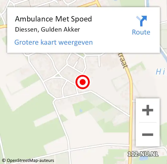 Locatie op kaart van de 112 melding: Ambulance Met Spoed Naar Diessen, Gulden Akker op 2 augustus 2014 09:04