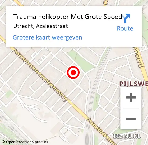 Locatie op kaart van de 112 melding: Trauma helikopter Met Grote Spoed Naar Utrecht, Azaleastraat op 21 oktober 2022 02:58