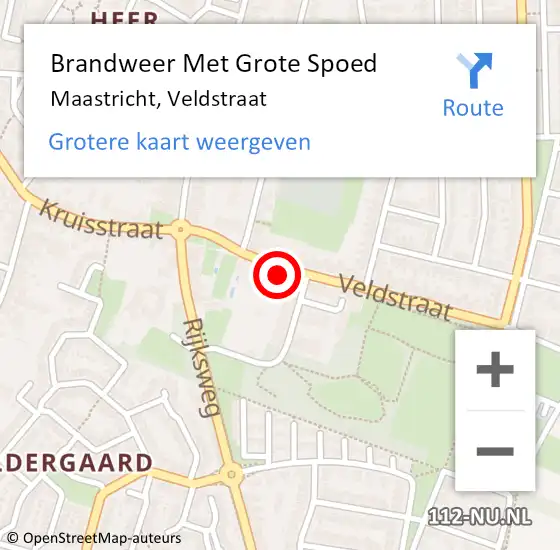 Locatie op kaart van de 112 melding: Brandweer Met Grote Spoed Naar Maastricht, Veldstraat op 21 oktober 2022 03:56