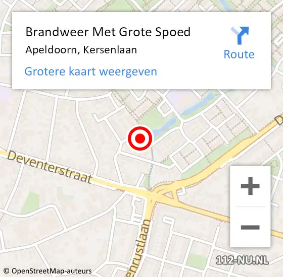 Locatie op kaart van de 112 melding: Brandweer Met Grote Spoed Naar Apeldoorn, Kersenlaan op 21 oktober 2022 04:39