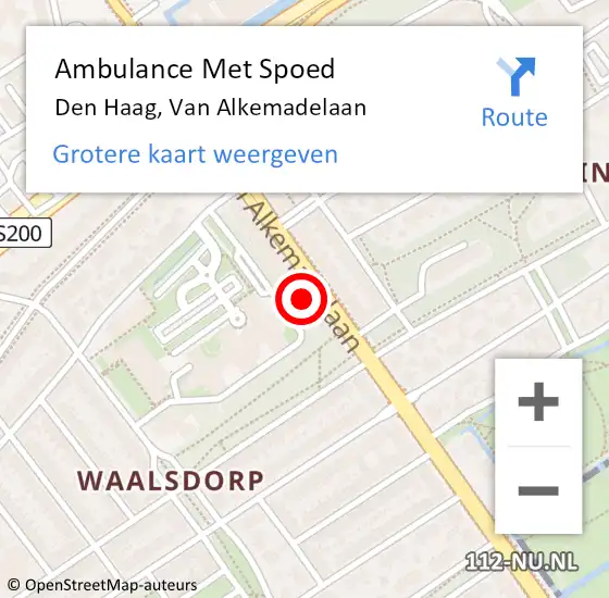 Locatie op kaart van de 112 melding: Ambulance Met Spoed Naar Den Haag, Van Alkemadelaan op 21 oktober 2022 05:23