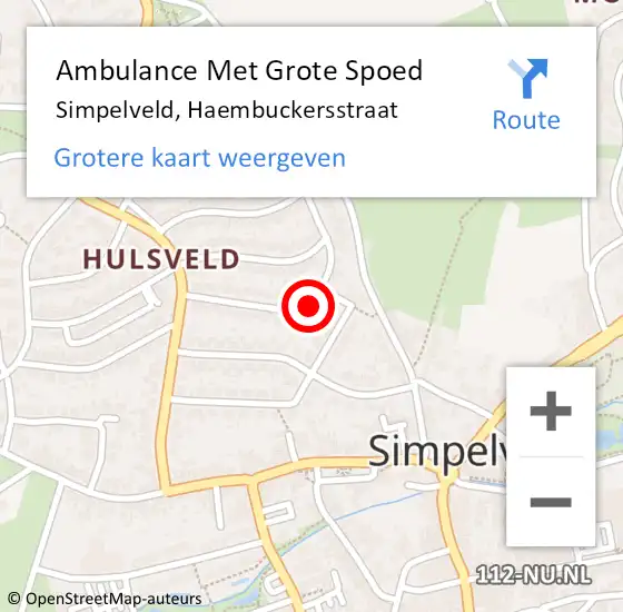 Locatie op kaart van de 112 melding: Ambulance Met Grote Spoed Naar Simpelveld, Haembuckersstraat op 2 augustus 2014 09:18