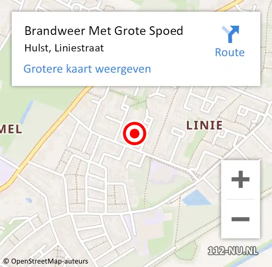 Locatie op kaart van de 112 melding: Brandweer Met Grote Spoed Naar Hulst, Liniestraat op 21 oktober 2022 06:49