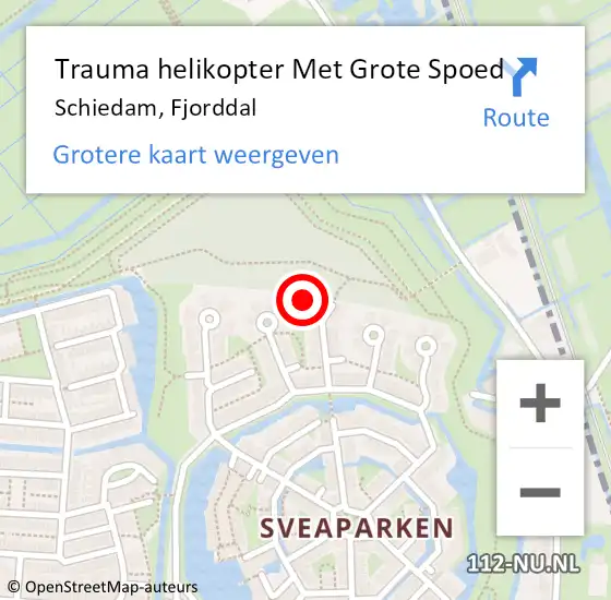 Locatie op kaart van de 112 melding: Trauma helikopter Met Grote Spoed Naar Schiedam, Fjorddal op 21 oktober 2022 07:26