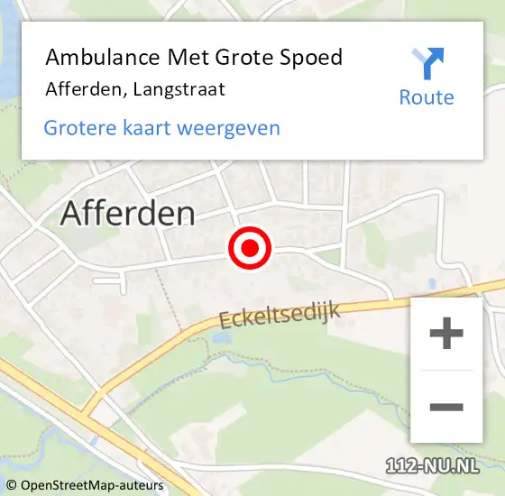 Locatie op kaart van de 112 melding: Ambulance Met Grote Spoed Naar Afferden, Langstraat op 21 oktober 2022 07:41