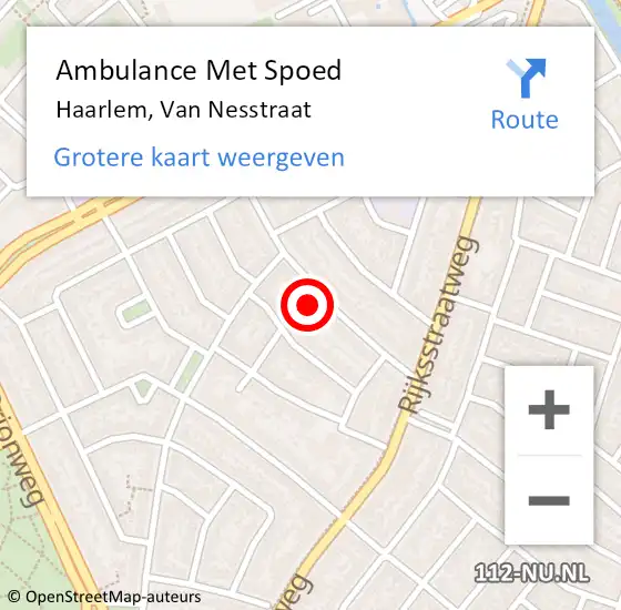 Locatie op kaart van de 112 melding: Ambulance Met Spoed Naar Haarlem, Van Nesstraat op 21 oktober 2022 07:47