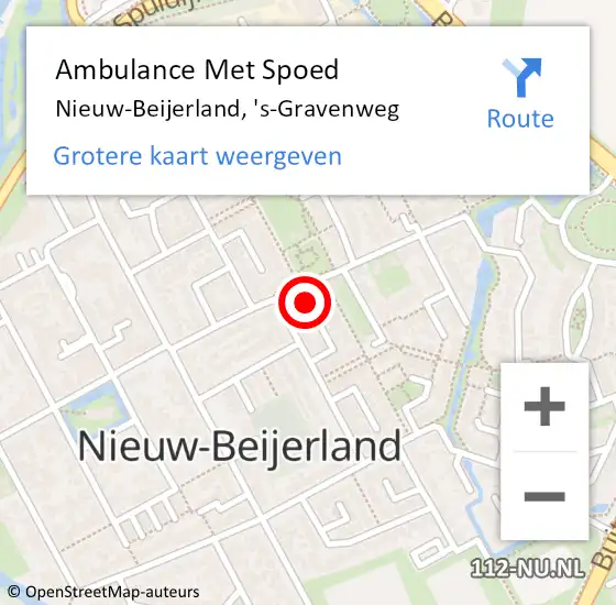 Locatie op kaart van de 112 melding: Ambulance Met Spoed Naar Nieuw-Beijerland, 's-Gravenweg op 21 oktober 2022 07:55