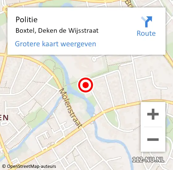 Locatie op kaart van de 112 melding: Politie Boxtel, Deken de Wijsstraat op 21 oktober 2022 08:08