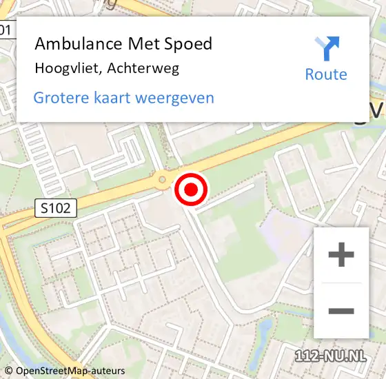 Locatie op kaart van de 112 melding: Ambulance Met Spoed Naar Hoogvliet, Achterweg op 21 oktober 2022 08:31