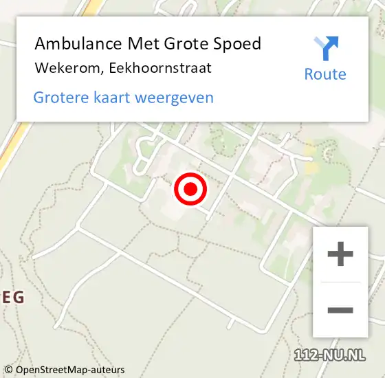 Locatie op kaart van de 112 melding: Ambulance Met Grote Spoed Naar Wekerom, Eekhoornstraat op 21 oktober 2022 08:35