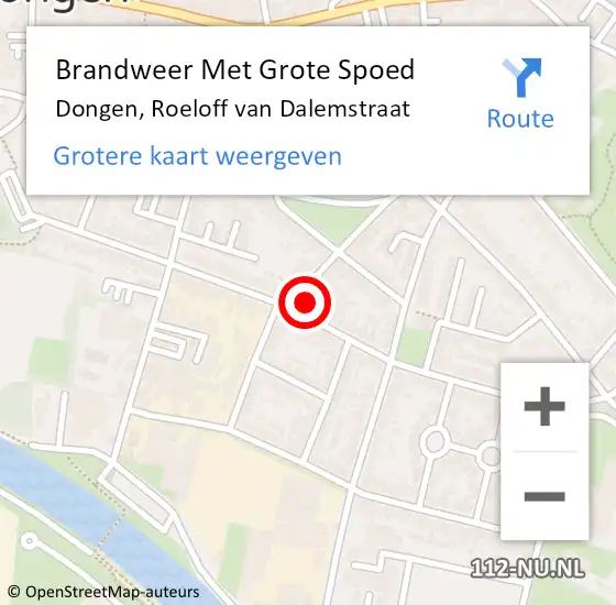 Locatie op kaart van de 112 melding: Brandweer Met Grote Spoed Naar Dongen, Roeloff van Dalemstraat op 21 oktober 2022 08:50