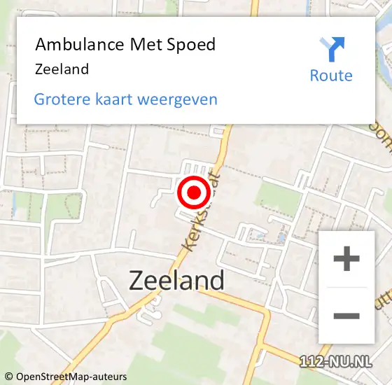 Locatie op kaart van de 112 melding: Ambulance Met Spoed Naar Zeeland op 21 oktober 2022 08:53