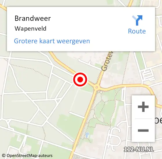 Locatie op kaart van de 112 melding: Brandweer Wapenveld op 21 oktober 2022 09:02